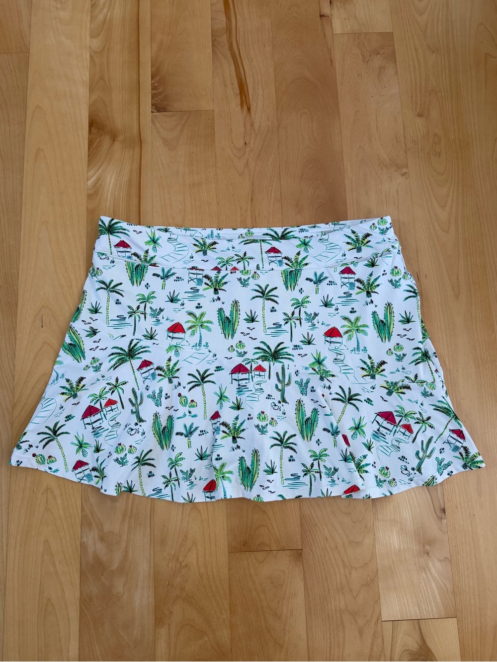 Lillie Green Golf Skort Skirt Large Tropical Cactus EUC